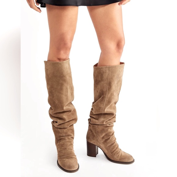 Free People Shoes - Free People Elle Tall Slouch Mushroom Suede Boots Sz 8.5